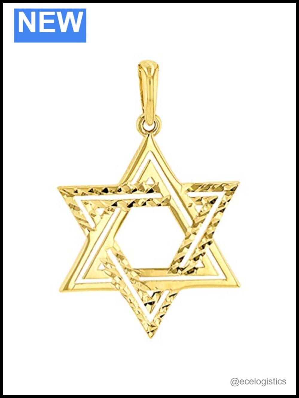 14k Yellow Gold Star of David Pendant